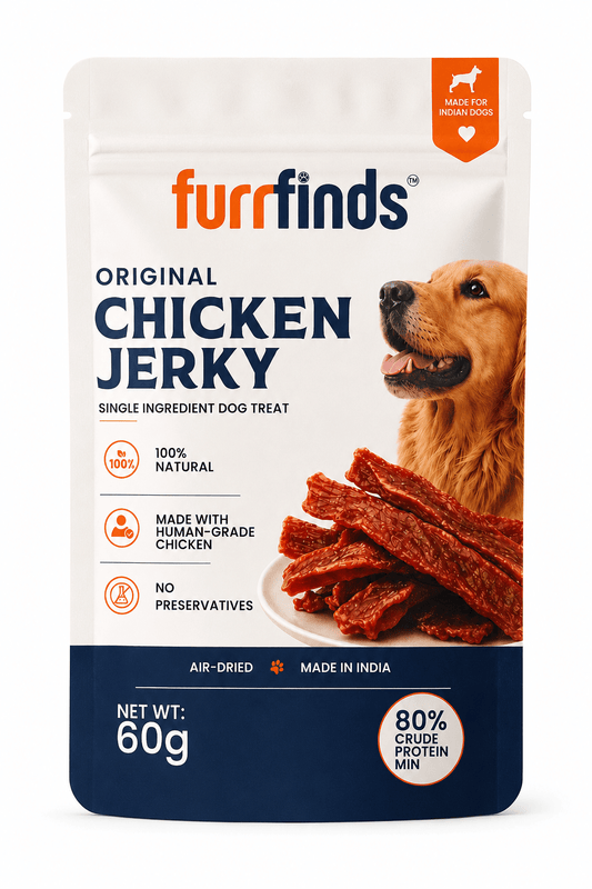 furrfinds Original Chicken Jerky dog treats made with 100% real chicken breast and no preservatives